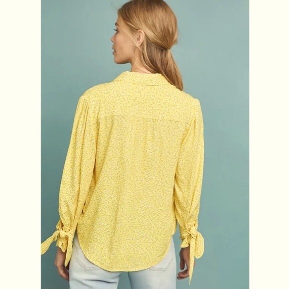 Anthropologie Maeve Blithe Button Down Blouse in Yellow 0 NWOT - Picture 10 of 10